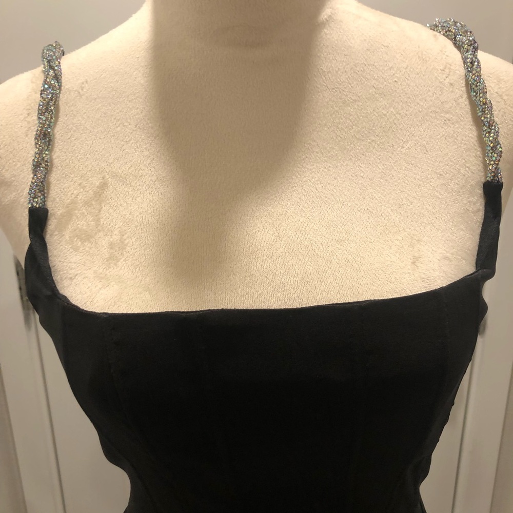 Shondra Taffeta Rhinestone Strap Party Dress - Picture 8 of 10